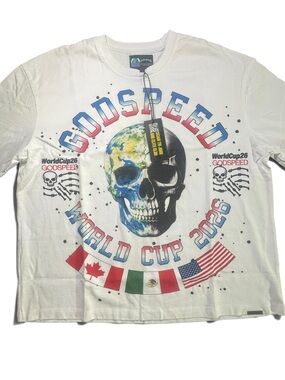 Godspeed World Cup 2026 White Wash Mens T-Shirt Size Large New With Tags And Bag